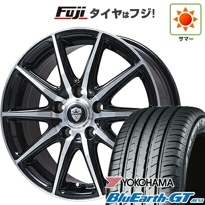 【新品】セレナ 夏タイヤ ホイール4本セット 195/65R15 ヨコハマ ブルーアース GT AE51 エルベ エステローザ EST-10S ブラックポリッシュ 6J 15インチ(送料無料)