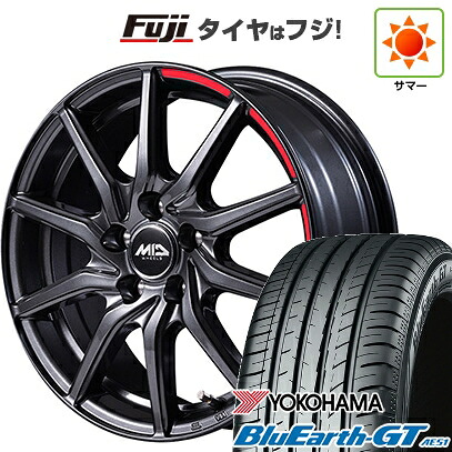 【新品】フリード 5穴/114 夏タイヤ ホイール4本セット 185/65R15 ヨコハマ ブルーアース GT AE51 MID WHEELS RX810 アクティブブラック 6J 15インチ(送料無料)|フジ スペシャルセレクション