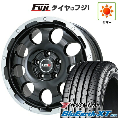 【新品国産車用5穴114.3】 夏タイヤ ホイール4本セット 215/60R17 ヨコハマ ブルーアース XT AE61 レアマイスター LMG CS-9 ブラック/ブラッククリアリム 7.5J 17インチ(送料無料)