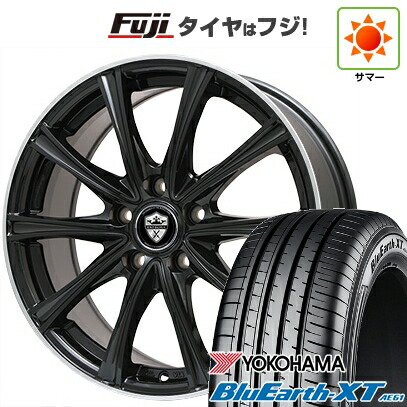 【新品国産車用5穴114.3】 夏タイヤ ホイール4本セット 205/55R17 ヨコハマ ブルーアース XT AE61 エルベ エステローザ MZV ブラックリムポリッシュ トヨタ車専用 6.5J 17インチ(送料無料)｜フジ スペシャルセレクション