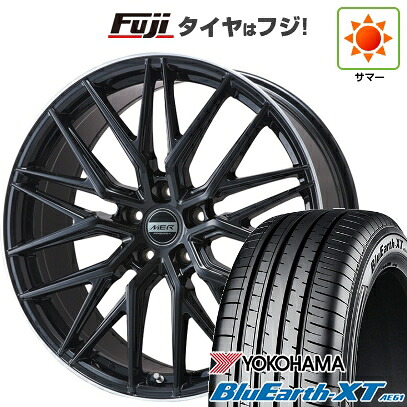 【新品国産車用5穴114.3】 夏タイヤ ホイール4本セット 225/65R17 ヨコハマ ブルーアース XT AE61 プレミックス MER XMESH グロスブラック/リムポリッシュ 7J 17インチ(送料無料)