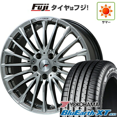 【新品国産車用5穴114.3】 夏タイヤ ホイール4本セット 225/65R17 ヨコハマ ブルーアース XT AE61 レアマイスター LF-FORCE クロームハイパーシルバー平座ナット 7J 17インチ(送料無料)