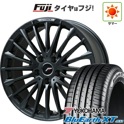 【新品国産車用5穴114.3】 夏タイヤ ホイール4本セット 225/65R17 ヨコハマ ブルーアース XT AE61 レアマイスター LF-FORCE マットブラック(平座ナット) 7J 17インチ(送料無料)