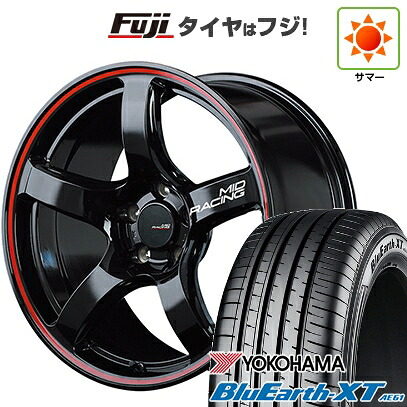 【新品国産車用5穴114.3】 夏タイヤ ホイール4本セット 215/60R17 ヨコハマ ブルーアース XT AE61 MID WHEELS MID RACING R50 7J 17インチ(送料無料)