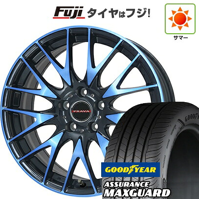 【新品国産車用5穴114.3】 夏タイヤ ホイール4本セット 225/45R19 グッドイヤー アシュアランス マックスガード(限定) ビッグウエイ レイシーン プラバ9M(ブルークリア) 8J 19インチ(送料無料)