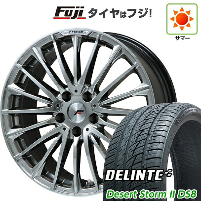 【新品国産車用5穴114.3】 夏タイヤ ホイール4本セット 225/35R20 デリンテ デザートストームII DS8(限定) レアマイスター LF-FORCE クロームハイパーシルバー平座ナット 8J 20インチ(送料無料)