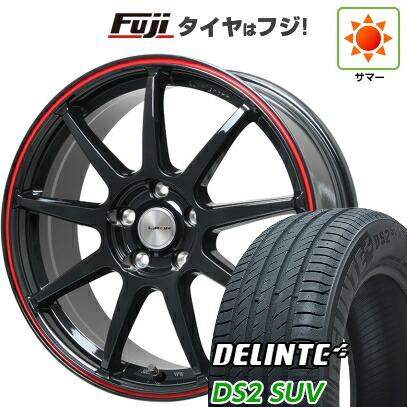 【新品国産車用5穴114.3】 夏タイヤ ホイール4本セット 225/55R18 デリンテ DS2 SUV(限定) レアマイスター LMスポーツ LM-QR グロスブラック/レッドライン 7.5J 18インチ(送料無料) 66,880円