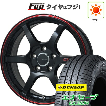 【新品国産車用5穴114.3】 夏タイヤ ホイール4本セット 215/60R17 ダンロップ エナセーブ EC204 レアマイスター CS-V6(グロスブラック/レッドライン) 7J 17インチ(送料無料)