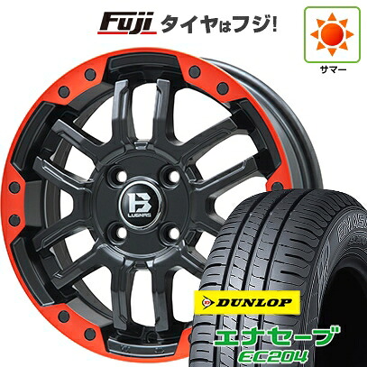【新品国産車用5穴114.3】 夏タイヤ ホイール4本セット 205/60R16 ダンロップ エナセーブ EC204 ビッグウエイ B-LUGNAS FRD(マットブラック/レッドリム) 6.5J 16インチ(送料無料)