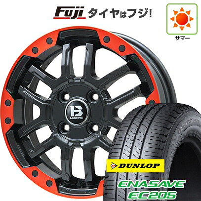 【新品国産車用5穴114.3】 夏タイヤ ホイール4本セット 205/60R16 ダンロップ エナセーブ EC205 ビッグウエイ B-LUGNAS FRD(マットブラック/レッドリム) 6.5J 16インチ(送料無料)