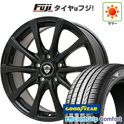 【新品国産車用5穴114.3】 夏タイヤ ホイール4本セット 215/45R18 グッドイヤー エフィシェントグリップ コンフォート(限定) エルベ エステローザ FSV グロスブラック 7.5J 18インチ(送料無料)｜フジ スペシャルセレクション