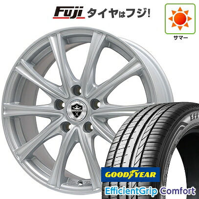 【新品国産車用5穴114.3】 夏タイヤ ホイール4本セット 215/45R18 グッドイヤー エフィシェントグリップ コンフォート(限定) エルベ エステローザ MZV シルバー 7.5J 18インチ(送料無料)