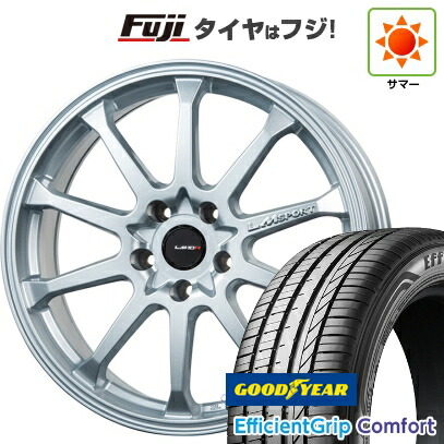 【新品国産車用5穴114.3】 夏タイヤ ホイール4本セット 215/45R18 グッドイヤー エフィシェントグリップ コンフォート(限定) レアマイスター LMスポーツ LM-10R(メタリックシルバー) 7.5J 18インチ(送料無料)