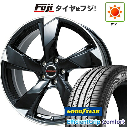 【新品国産車用5穴114.3】 夏タイヤ ホイール4本セット 215/45R18 グッドイヤー エフィシェントグリップ コンフォート(限定) プレミックス ヴェランV(グロスブラック/リムポリッシュ) 7J 18インチ(送料無料)｜フジ スペシャルセレクション
