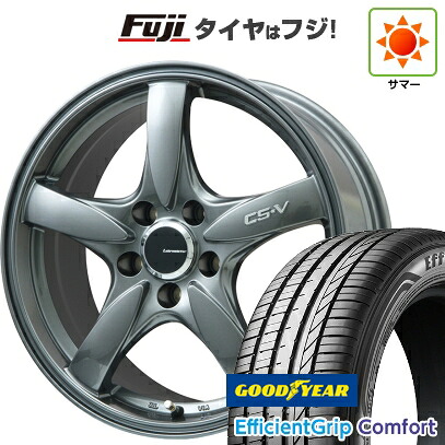 【新品国産車用5穴114.3】 夏タイヤ ホイール4本セット 215/45R18 グッドイヤー エフィシェントグリップ コンフォート(限定) レアマイスター CS-V(ガンメタ) 7.5J 18インチ(送料無料)