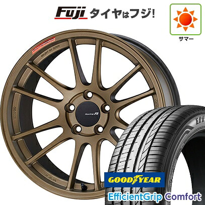 【新品国産車用5穴114.3】 夏タイヤ ホイール4本セット 215/45R18 グッドイヤー エフィシェントグリップ コンフォート(限定) ENKEI エンケイ Racing Revolution GTC01 RR チタニウムゴールド 7.5J 18インチ(送料無料)