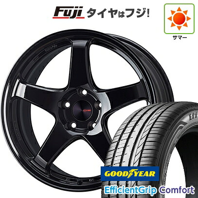 【新品国産車用5穴114.3】 夏タイヤ ホイール4本セット 215/45R18 グッドイヤー エフィシェントグリップ コンフォート(限定) ENKEI エンケイ PerformanceLine PF05 フジオリジナルカラー 7.5J 18インチ(送料無料)