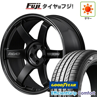 【新品国産車用5穴114.3】 夏タイヤ ホイール4本セット 215/45R18 グッドイヤー エフィシェントグリップ コンフォート(限定) RAYS レイズ ボルクレーシング TE37 サーガ S-plus Black Shadow 7.5J 18インチ(送料無料)