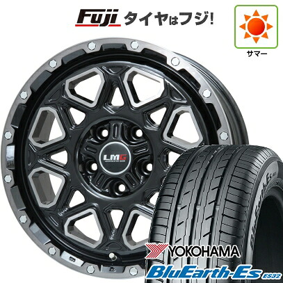 【新品国産車用5穴114.3】 夏タイヤ ホイール4本セット 215/60R17 ヨコハマ ブルーアース ES32 レアマイスター LMG モンタグナ(ブラックポリッシュ/ブラッククリア) 7.5J 17インチ(送料無料)|フジ スペシャルセレクション