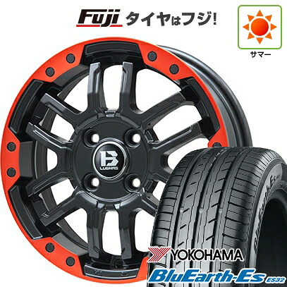 【新品国産車用5穴114.3】 夏タイヤ ホイール4本セット 205/60R16 ヨコハマ ブルーアース ES32 ビッグウエイ B-LUGNAS FRD(マットブラック/レッドリム) 6.5J 16インチ(送料無料)｜フジ スペシャルセレクション