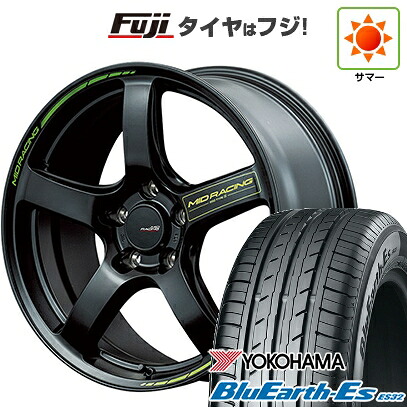 【新品国産車用5穴100】 夏タイヤ ホイール4本セット 225/60R17 ヨコハマ ブルーアース ES32 MID WHEELS MID RACING R50 タイプS 7J 17インチ(送料無料)