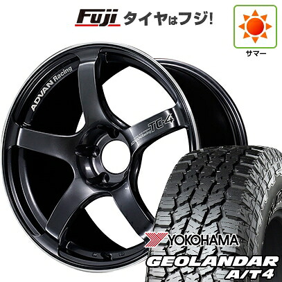 【新品国産車用5穴100】 夏タイヤ ホイール4本セット 225/55R18 ヨコハマ ジオランダー A/T4 G018 RBL ヨコハマ アドバンレーシング TC-4 7.5J 18インチ(送料無料)|フジ スペシャルセレクション