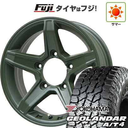 【新品】ジムニー 夏タイヤ ホイール4本セット 175/80R16 ヨコハマ ジオランダー A/T4 G018 WL/RBL プレミックス エステラ(オリーブグリーン) 5.5J 16インチ(送料無料)