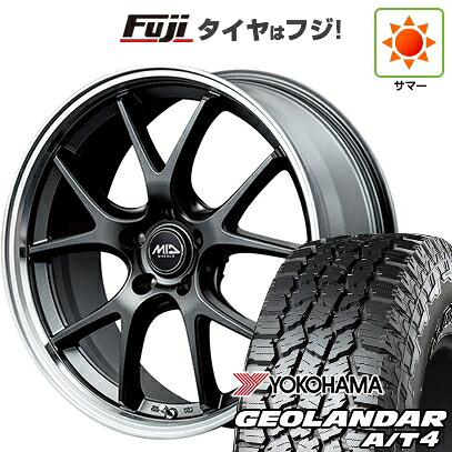 【新品国産車用5穴114.3】 夏タイヤ ホイール4本セット 225/55R18 ヨコハマ ジオランダー A/T4 G018 RBL MID WHEELS エグゼ5 Vセレクション 8J 18インチ(送料無料)