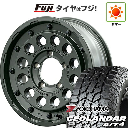 【新品】ジムニー 夏タイヤ ホイール4本セット 175/80R16 ヨコハマ ジオランダー A/T4 G018 WL/RBL MID WHEELS NITRO POWER H12 ショットガン タクティカルエディション 5.5J 16インチ(送料無料)｜フジ スペシャルセレクション