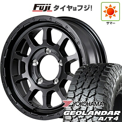 【新品】ジムニー 夏タイヤ ホイール4本セット 175/80R16 ヨコハマ ジオランダー A/T4 G018 WL/RBL MID WHEELS NITRO POWER M10 パーシングJ バレルブラックエディション 5.5J 16インチ(送料無料)