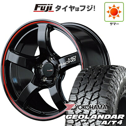 【新品国産車用5穴100】 夏タイヤ ホイール4本セット 225/60R17 ヨコハマ ジオランダー A/T4 G018 RBL MID WHEELS MID RACING R50 7J 17インチ(送料無料)