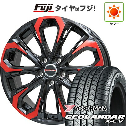 【新品国産車用5穴114.3】 夏タイヤ ホイール4本セット 245/45R20 ヨコハマ ジオランダー X-CV G057 ビッグウエイ レイシーン プラバ5X(レッドクリア) 8.5J 20インチ(送料無料)