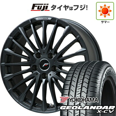 【新品国産車用5穴114.3】 夏タイヤ ホイール4本セット 255/45R20 ヨコハマ ジオランダー X-CV G057 レアマイスター LF-FORCE マットブラック(平座ナット) 8J 20インチ(送料無料)