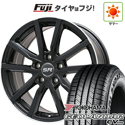 【新品国産車用5穴100】 夏タイヤ ホイール4本セット 225/55R18 102 V XL ヨコハマ ジオランダー CV G058 エルベ Vスポーク パールブラックリムポリッシュ 7.5J 18インチ(送料無料)