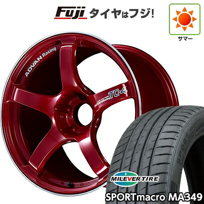 【新品国産車用5穴114.3】 夏タイヤ ホイール4本セット 225/40R18 ミレバー スポーツマクロ MA349（限定） ヨコハマ アドバンレーシング TC-4 8J 18インチ(送料無料)