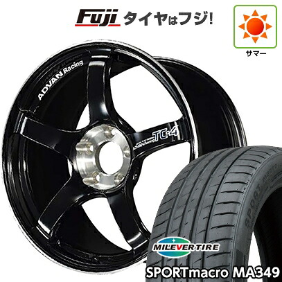 【新品国産車用5穴100】 夏タイヤ ホイール4本セット 225/40R18 ミレバー スポーツマクロ MA349（限定） ヨコハマ アドバンレーシング TC-4 SE 8.5J 18インチ(送料無料)