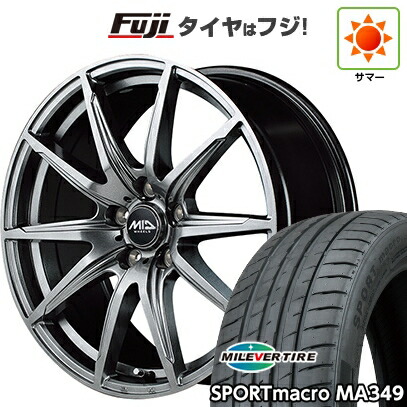 【新品国産車用5穴114.3】 夏タイヤ ホイール4本セット 225/40R18 ミレバー スポーツマクロ MA349（限定） MID WHEELS SLS 8J 18インチ(送料無料) 62,975円