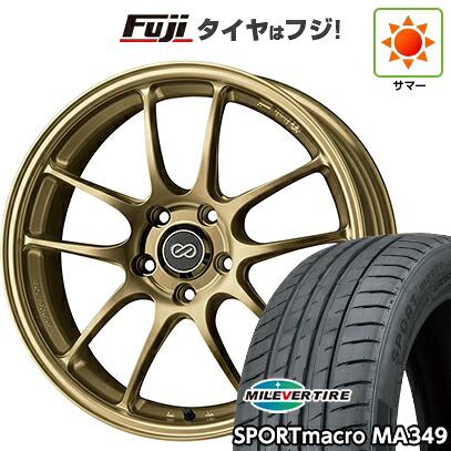 【新品国産車用5穴114.3】 夏タイヤ ホイール4本セット 215/45R18 ミレバー スポーツマクロ MA349（限定） ENKEI エンケイ PerformanceLine PF01 7J 18インチ(送料無料)