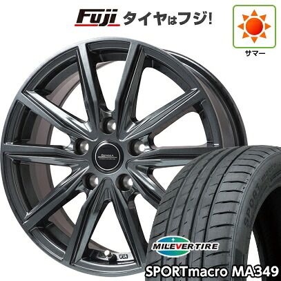 【新品国産車用5穴114.3】 夏タイヤ ホイール4本セット 215/45R18 ミレバー スポーツマクロ MA349（限定） エルベ エステローザ EST-α ディープグレー 7J 18インチ(送料無料)