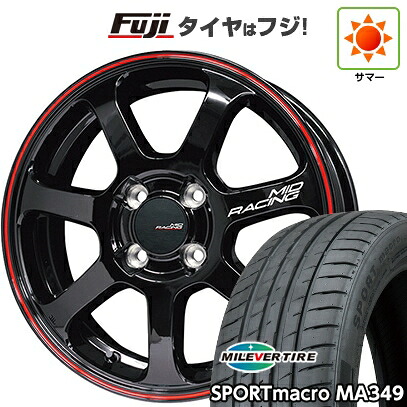 【新品国産車用5穴114.3】 夏タイヤ ホイール4本セット 205/50R17 ミレバー スポーツマクロ MA349（限定） MID WHEELS MID RACING R07 7J 17インチ(送料無料)