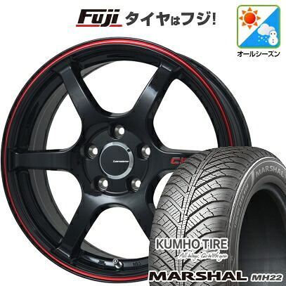 【新品】シエンタ 2022- オールシーズンタイヤ ホイール4本セット 205/45R17 88 W XL クムホ マーシャル MH22 オールシーズン(限定) レアマイスター CS-V6(グロスブラック/レッドライン) 7J 17インチ(送料無料)