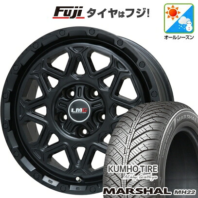 【新品国産車用5穴114.3】 オールシーズンタイヤ ホイール4本セット 225/65R17 106 V XL クムホ マーシャル MH22 オールシーズン(限定) レアマイスター LMG モンタグナ(マットブラック) 7.5J 17インチ(送料無料)｜フジ スペシャルセレクション