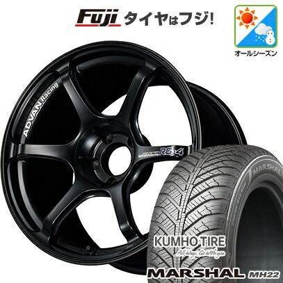 【新品国産車用5穴114.3】 オールシーズンタイヤ ホイール4本セット 225/45R18 95 W XL クムホ マーシャル MH22 オールシーズン(限定) ヨコハマ アドバンレーシング RG-4 8J 18インチ(送料無料)