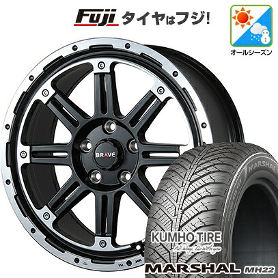 【新品国産車用5穴114.3】 オールシーズンタイヤ ホイール4本セット 225/65R17 106 V XL クムホ マーシャル MH22 オールシーズン(限定) ブレスト バーンズテック ブレイブストリーム 7.5J 17インチ(送料無料)