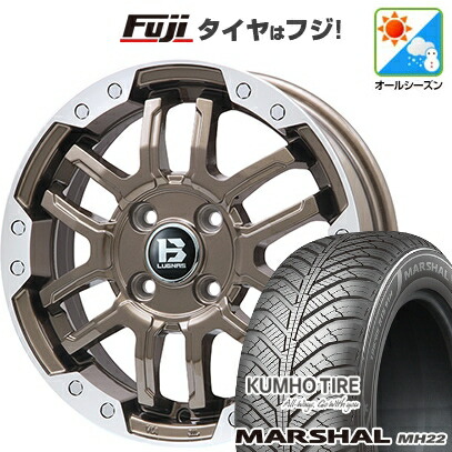 【新品国産車用5穴114.3】 オールシーズンタイヤ ホイール4本セット 215/65R16 102 V XL クムホ マーシャル MH22 オールシーズン(限定) ビッグウエイ B-LUGNAS FRD(ブロンズ/リムポリッシュ) 6.5J 16インチ(送料無料)