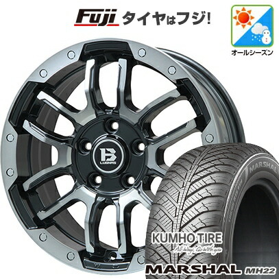 【新品】フリード クロスター オールシーズンタイヤ ホイール4本セット 205/45R17 88 W XL クムホ マーシャル MH22 オールシーズン(限定) ビッグウエイ B-LUGNAS FRD(ブラックポリッシュ/ブラッククリア) 7J 17インチ(送料無料)