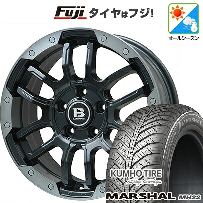 【新品】フリード クロスター オールシーズンタイヤ ホイール4本セット 205/45R17 88 W XL クムホ マーシャル MH22 オールシーズン(限定) ビッグウエイ B-LUGNAS FRD(マットブラック/ブラッククリアリム) 7J 17インチ(送料無料)