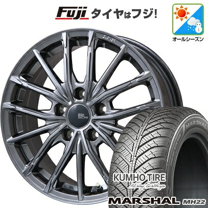 【新品国産車用5穴114.3】 オールシーズンタイヤ ホイール4本セット 215/65R16 102 V XL クムホ マーシャル MH22 オールシーズン(限定) ブランドルライン DF-10M ハイパーグレー 6.5J 16インチ(送料無料)|フジ スペシャルセレクション