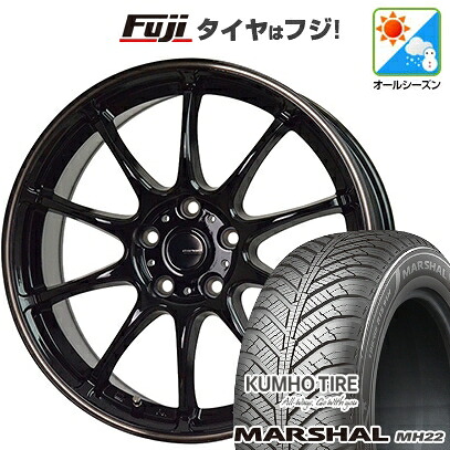 【新品】フリード 5穴/114 オールシーズンタイヤ ホイール4本セット 185/65R15 クムホ マーシャル MH22 オールシーズン(限定) ホットスタッフ ジースピード P-07 6J 15インチ(送料無料)|フジ スペシャルセレクション