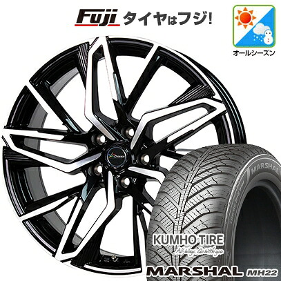 【新品】フリード 5穴/114 オールシーズンタイヤ ホイール4本セット 185/65R15 クムホ マーシャル MH22 オールシーズン(限定) ホットスタッフ クロノス CH-112 6J 15インチ(送料無料)|フジ スペシャルセレクション